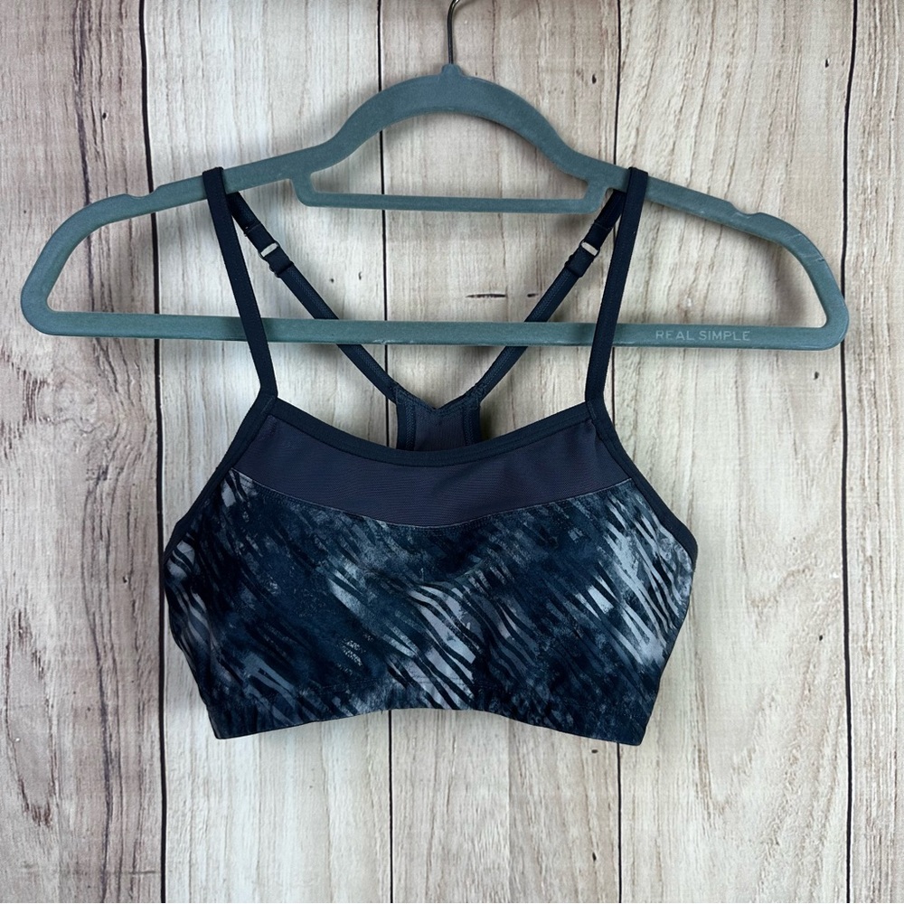Moving Comfort Black and Gray Patterned Sports Bra